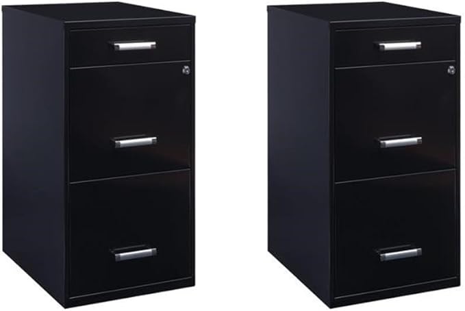 Scranton & Co Set of 2 18" D 3-Drawer Metal Filing Cabinet by Unknown