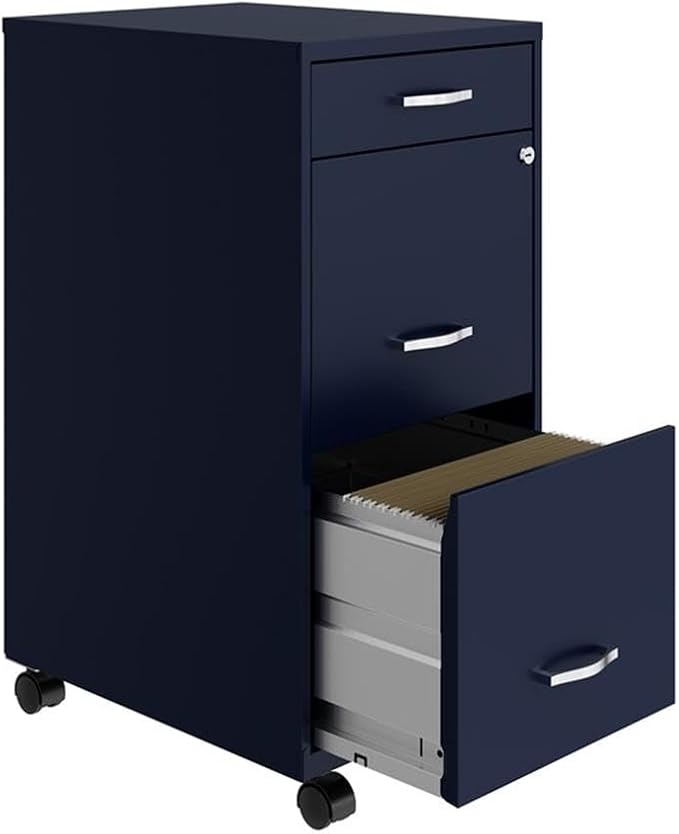 Pemberly Row 3 Drawers 29.52" Vertical Navy Metal Filing Cabinet Lockable - Image 5