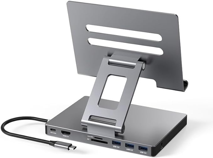iPad Pro USB C Hub Stand, PD Charging, SD/TF Card Reader, 3 USB 3.0, 3.5mm Audio by NXPGKEA