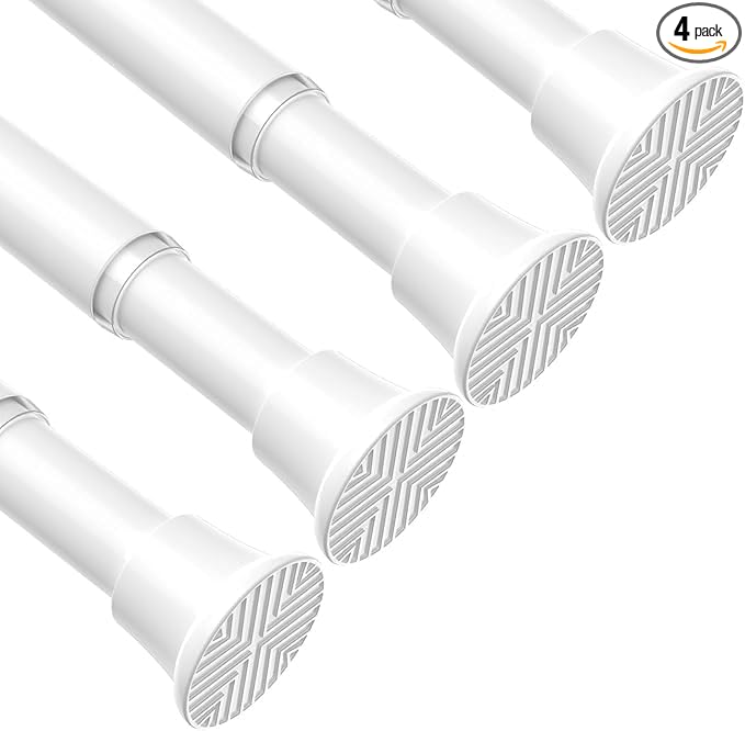 4Pcs Spring Tension Curtain Rod, No drilling Spring loaded Curtian rod by ZipGloTensionRod