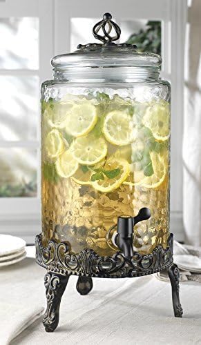 Elegant Home Hammered Glass Ice Cold Beverage Drink Dispenser by MosJos