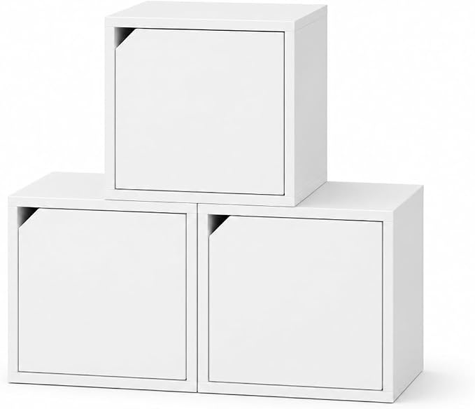 Modular Storage Cube with Door, 11.8" x 11.8" Multipurpose Wooden Bookshelf and - Image 6