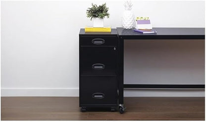 Pemberly Row 3 Drawers 29.52" Vertical Black Metal Filing Cabinet Lockable - Image 9
