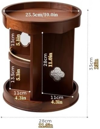 Rotating Vanity Organizer for Makeup, Solid Walnut Cosmetic Carousel - Image 2