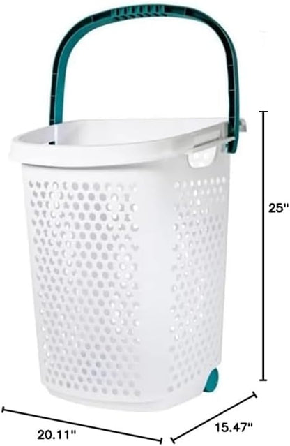 Plastic Rolling Laundry Basket - Image 3