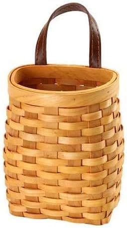 Hand-Woven Wood Storage Basket Portable Wall Hanging Flower Basket Organizer - Image 3