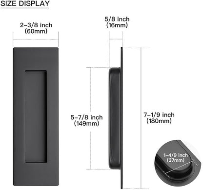 Ravinte 2 Pack Black Sliding Closet Door Handles Black Flush Pulls 7in Length - Image 3