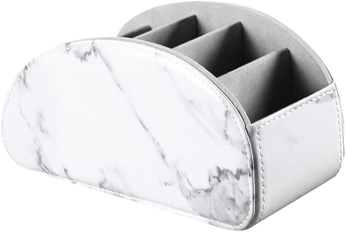 Arnice PU Leather Remote Holder, Arc Shape Caddy Desktop Organizer - Image 3