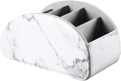 Arnice PU Leather Remote Holder, Arc Shape Caddy Desktop Organizer - Image 3