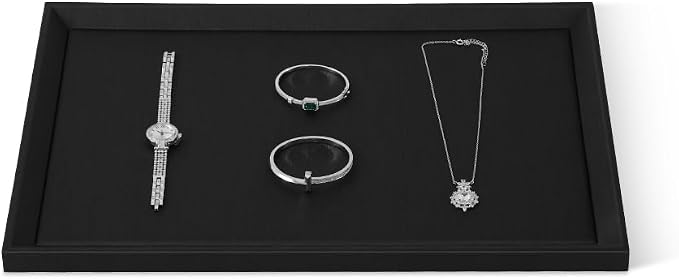 Stackable Jewelry Trays, Leather Tray, Premium Black Jewelry Flat Trays - Image 2