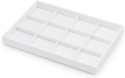 Oirlv Premium White Leather Stackable Jewelry Tray 12 Grid Jewelry Drawer - Image 7
