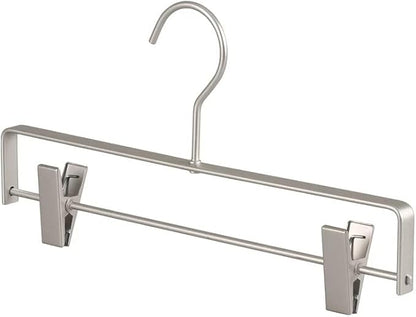 Premium Matte Silvery Aluminum Pants Clip Hanger 100 Pack, 12” Extra Smooth & by WONQEXZ