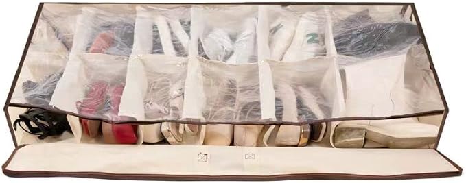 Men/Adults 12 Cells See Through Underbed Shoe Storage Bag Organizer - Image 4