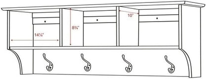 Prepac 48" Contemporary Wall Mounted Coat Rack, Coat Hooks Wall Mount - Image 3