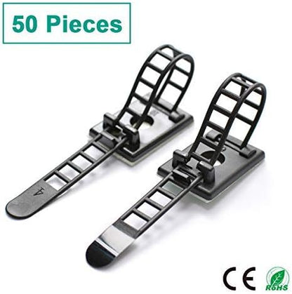 50 Pieces Cable Management Desk Wire Organizer Cable Ties Zip Ties Adhesive - Image 8