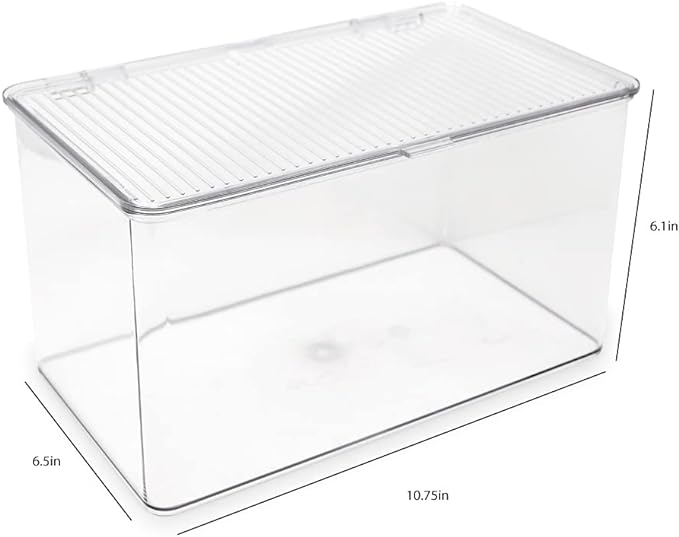 Isaac Jacobs Large Stackable Organizer Bin w Hinged Lid Clear Storage Box Home - Image 3