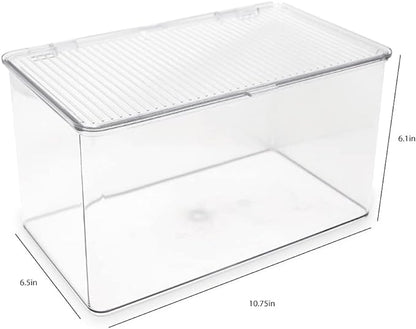 Isaac Jacobs Large Stackable Organizer Bin w Hinged Lid Clear Storage Box Home - Image 3