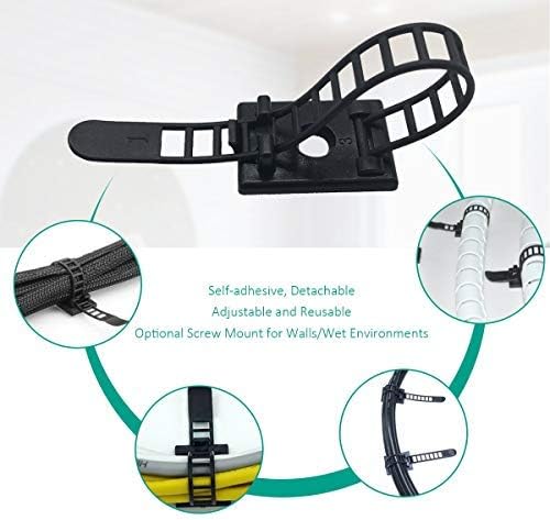 50 Pieces Cable Management Desk Wire Organizer Cable Ties Zip Ties Adhesive - Image 3