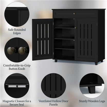 Yaheetech Shoe Cabinet, 4-Tier Shoe Storage Cabinet - Image 5