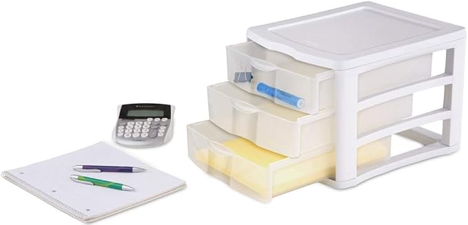 Sterilite 17918004 Compact Portable 3 Storage Drawer Organizer Cabinet - Image 5