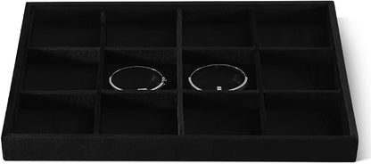 Velvet Stackable Jewelry Display Tray, 12 Grid Watch Bangle Bracelet Storage by Dansmiy