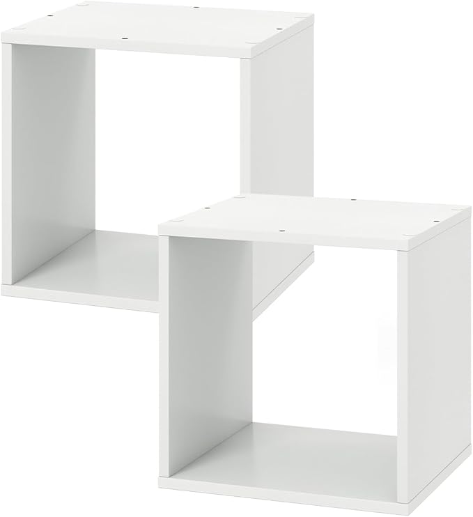 2 Stackable Cubes Bookcase, Wooden Cubby Storage Organizer by SILKYDRY