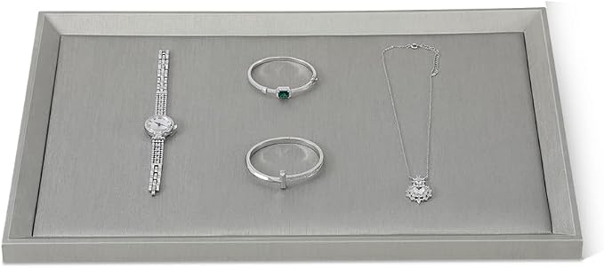Jewelry Flat Tray, Leather Tray, Premium Grey Jewelry Tray, Jewelry Organizer - Image 2