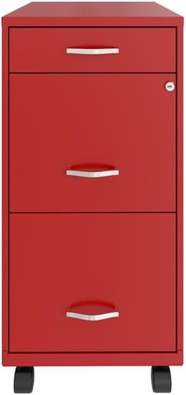 Pemberly Row 3 Drawers 29.52" Vertical Red Metal Filing Cabinet Lockable - Image 4