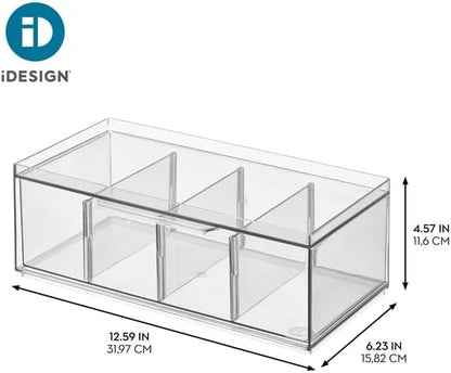 iDesign XL Tea Bag Organizer, 4-Section Clear Stackable, Storage Drawer - Image 4