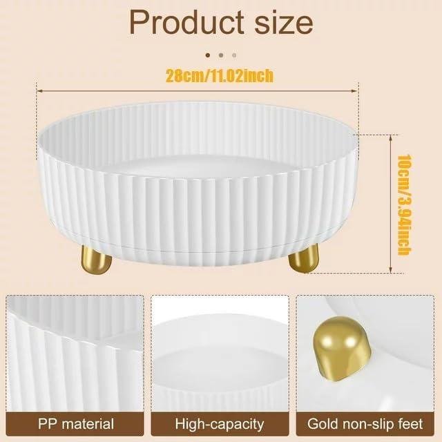 360 Rotating Makeup Organizer, Modern Acrylic Round Organizer - Image 2