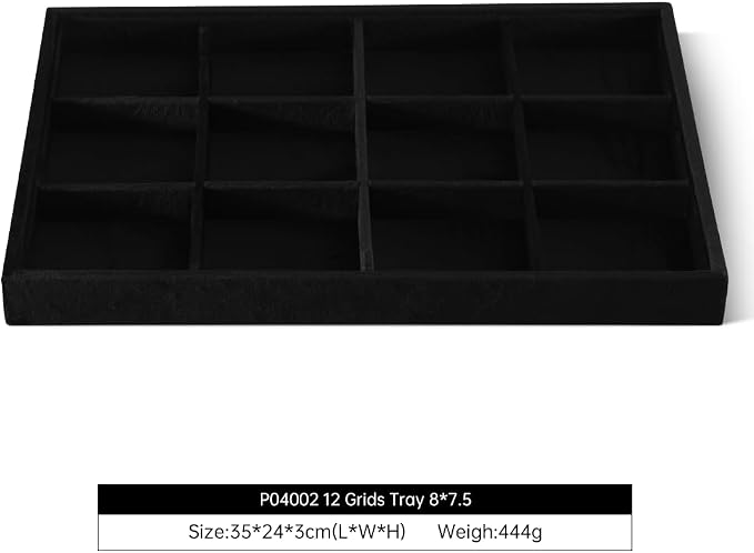Velvet Stackable Jewelry Display Tray, 12 Grid Watch Bangle Bracelet Storage - Image 2