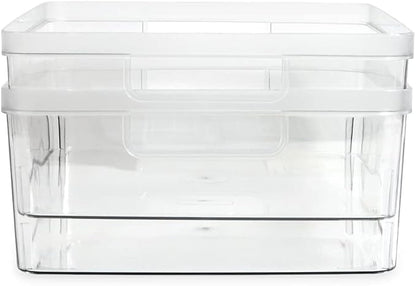 Isaac Jacobs 2-Pack Large Clear Storage Bins w/Cutout Handles, Plastic Organizer - Image 6