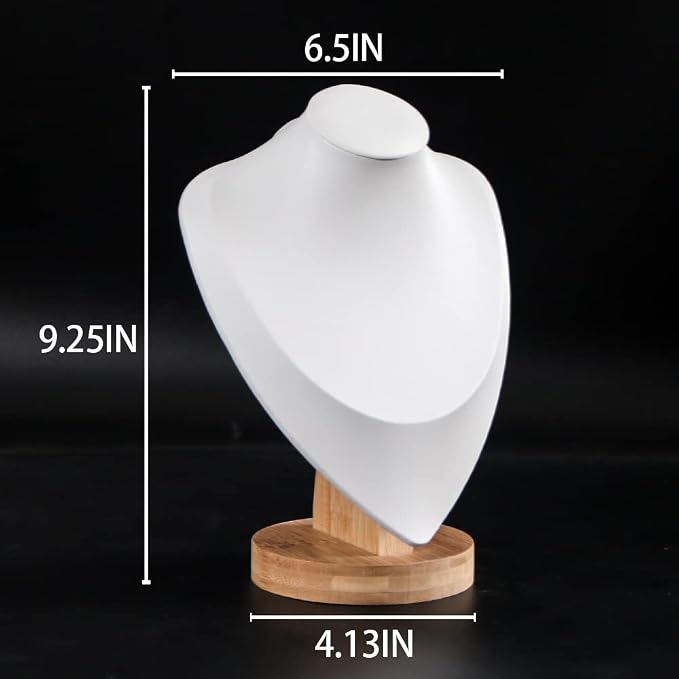 Coward PU Leather Necklace Display Stand Bamboo Chain Jewelry Holder Model Bust - Image 2