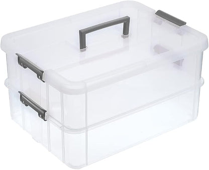 BTSKY 2 Layer Stack & Carry Box, Plastic Multipurpose Portable Storage by BTSKY