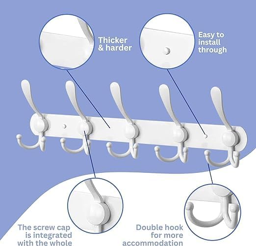 GlazieVault White Coat Hooks for Wall - Image 2