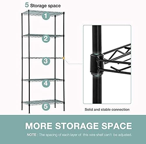 PayLessHere | 5-Tier Wire Shelf | 24"x14"x60" | Black | Heavy-Duty Storage - Image 7