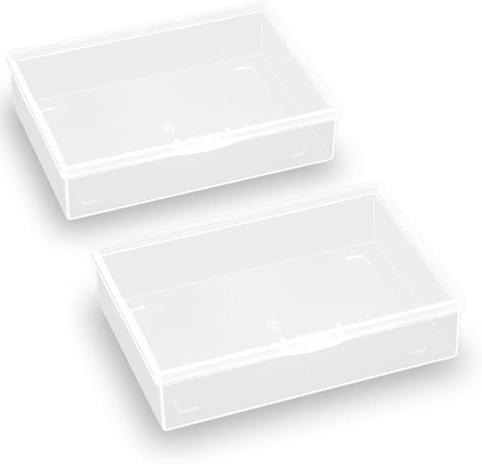 2 Pack Rectangle Plastic Clear Storage Containers Box, Safety Pins and Other by FarmerMani