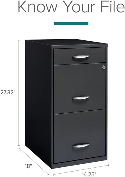 Scranton & Co 3-Drawer Contemporary Metal Filing Cabinet in Charcoal - Image 2