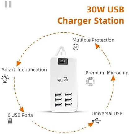 Multi USB Charger, 6 Port USB Charging Station - Image 2