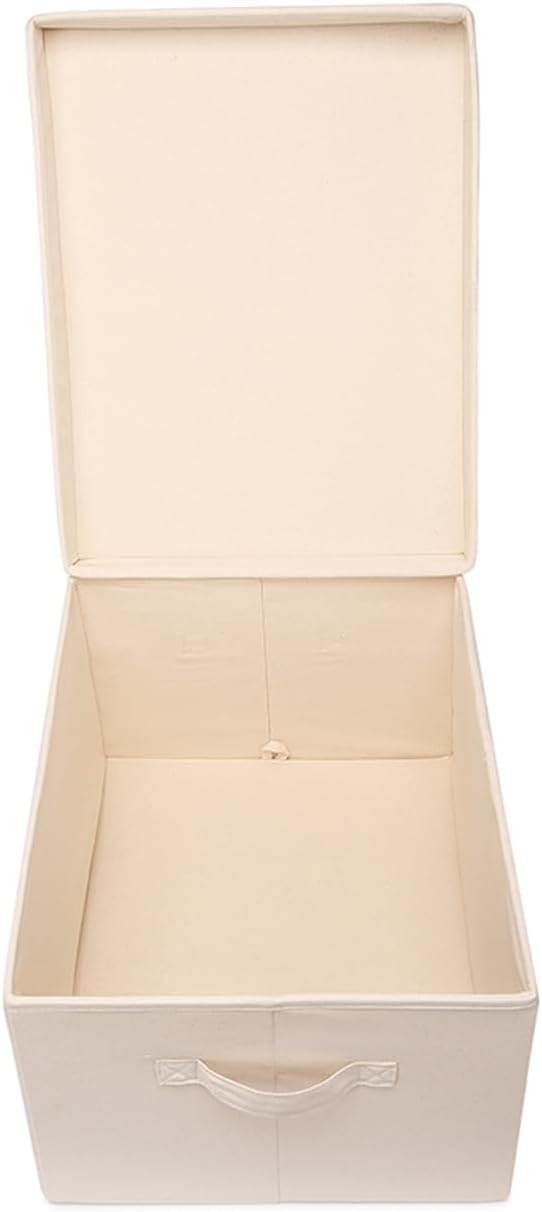 Foldable Storage Bins with Lids Cotton Canvas Rectangular Storage Box Ideal - Image 7