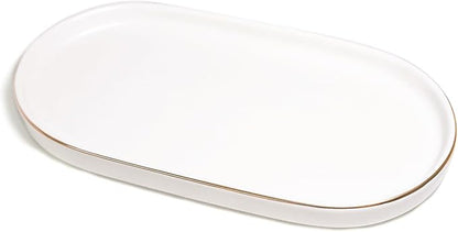 Ceramic Jewelry Dish, Perfume Vanity Tray, 7x4 Decorative Catch All Bowl by HANKOR