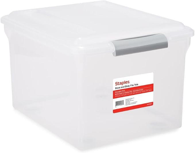 STAPLES Store & Slide Plastic File Box Latching, Letter/Legal Size - Image 2