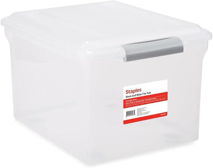 STAPLES Store & Slide Plastic File Box Latching, Letter/Legal Size - Image 2