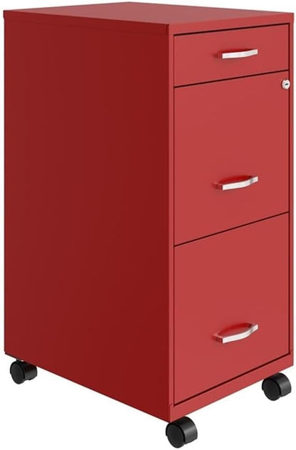 Pemberly Row 3 Drawers 29.52" Vertical Red Metal Filing Cabinet Lockable - Image 3