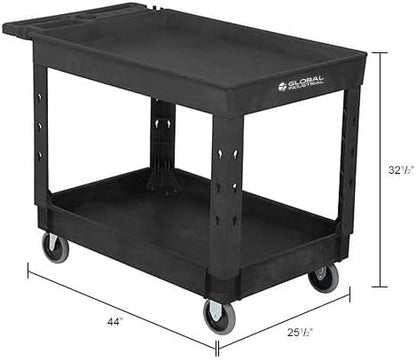 Global Industrial Industrial Service & Utility Cart, Plastic 2 Tray Black Shelf - Image 9