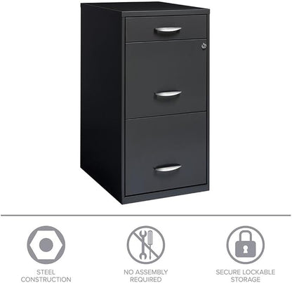 Scranton & Co 3-Drawer Contemporary Metal Filing Cabinet in Charcoal - Image 10