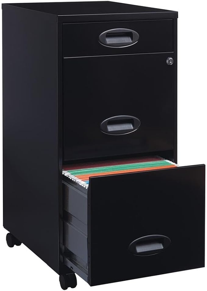 Pemberly Row 3 Drawers 29.52" Vertical Black Metal Filing Cabinet Lockable - Image 6