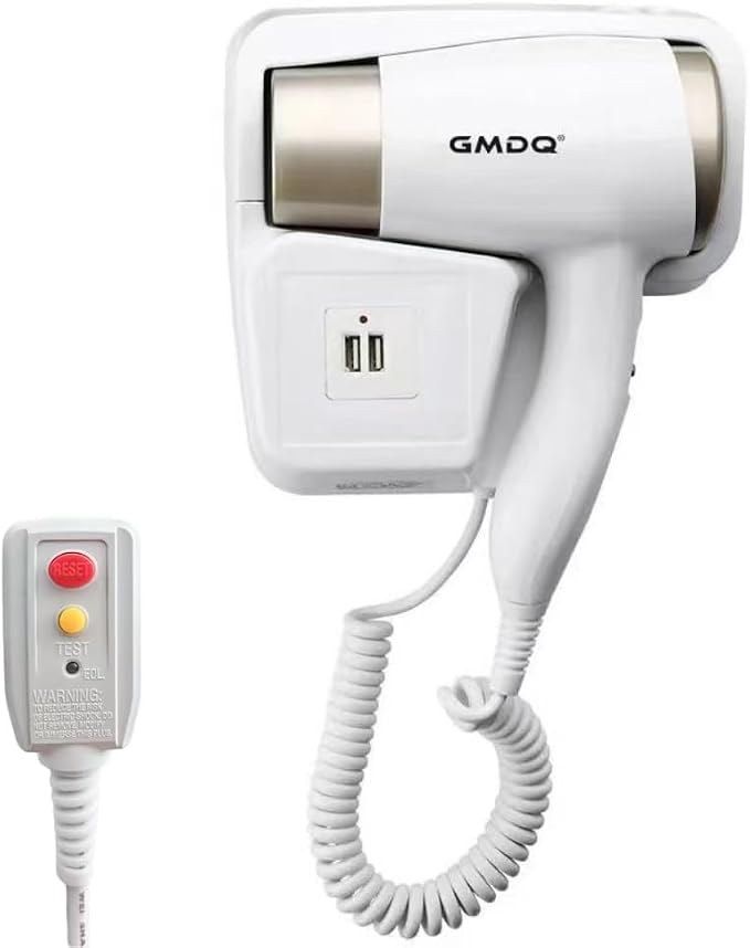 Wall Mounted Hair Dryer with USB Charging Port by GMDQ