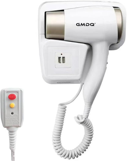 Wall Mounted Hair Dryer with USB Charging Port by GMDQ