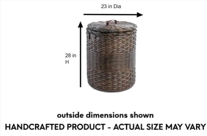 The Basket Lady Round Wicker Laundry Hamper, Extra Large, 23 in Dia x 28 in H - Image 6